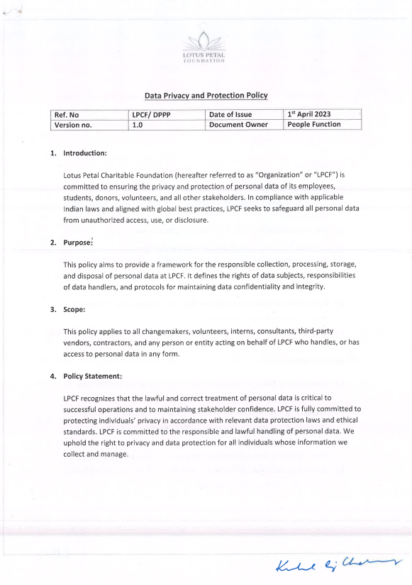 Data Privacy and Protection Policy